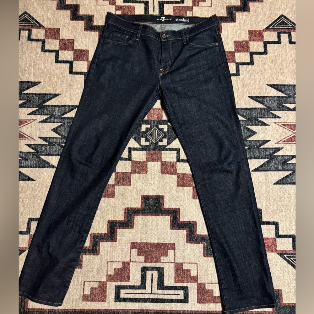 Seven for all Mankind dark wash jeans. Slim straight fit.
